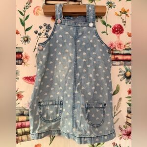 H&M blue chambray jumper romper white hearts snaps 1 1/2-2 2t summer vacation